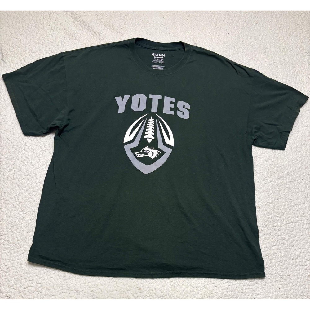 Gildan Mens Yotes T-shirt Graphic Tee Size 2XL Green Crewneck Dryblend Solid